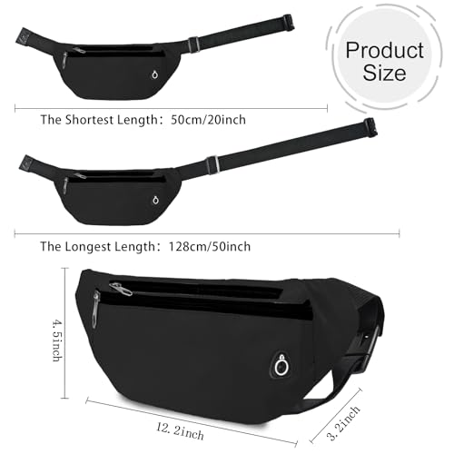 Fanny Pack for Women Men,Crossbody Water Resistant Sports Waist Bag Pack - color: 2pack-black/blue
