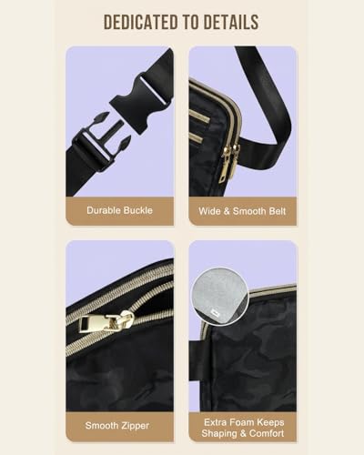 Fanny Packs for Women Crossbody Belt Bags, Waist Pack with Adjustable Strap - color: B-Black Camo, size: Double Layer