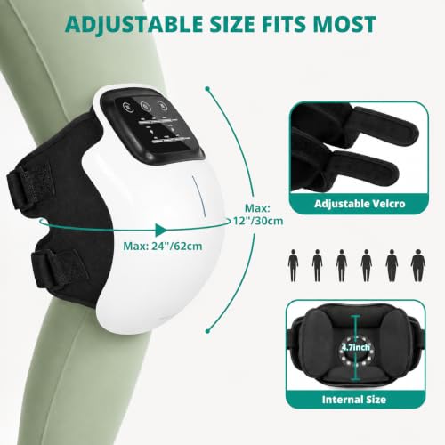 Medcursor Knee Massager, Cordless Heated Knee Massager with 3 Heating Levels, 3 Vibration Modes, LED Screen & Adjustable Straps, Massage with Heat for Relief