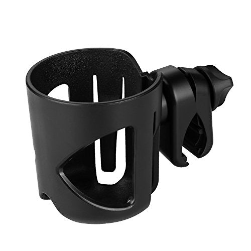 Accmor Stroller Cup Holder, Universal Cup Holder for Walker Wheelchair Bike Scooter, 360° Rotatable Stroller Cup Holder Attachment Walker Wheelchair Accessory - color: All Black