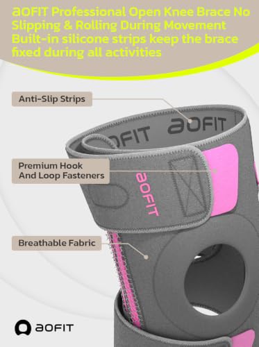 AOFIT Adjustable Knee Brace Metal Springs & Anti-Slip for Sports Gray S - color: Gray-S
