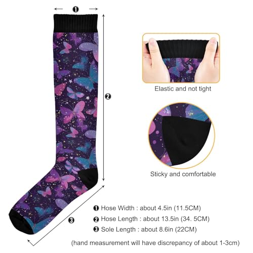Wusikd Milk Cow Compression Socks for Women and Men Circulation Flowers Long Socks for Athletic Running 2 - color: Butterflies
