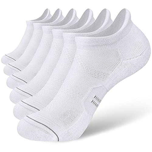 CS CELERSPORT 6 Pack Women's Ankle Running Socks Cushioned Low Cut Tab Athletic Socks - color: White, size: Medium