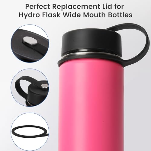 Wide Mouth Lids Compatible with Hydro Flask 12-64oz, 2Pack Replacement Lid for Simple Modern, Takeya, Thermoflask, Sports Water Bottle Accessories, BPA Free, Leak Proof - style: 2pc flat lid A