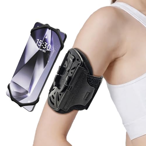 Running Wristband/Armband Phone Holder【360° Rotatable & Upgrade Anti-Drop】 (Black, Large) - color: Black, size: Large