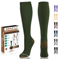 NEWZILL Copper Compression Dress Socks for Women & Men, 15-20 mmHg - color: Dark Green, size: XX-Large