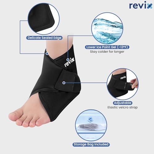 REVIX Foot Ice Pack Wrap for Plantar Fasciitis & Foot Pain Relief, Black - style: Black-1 Pack