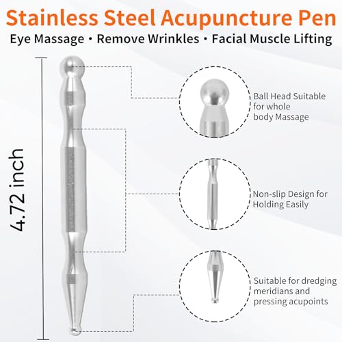 Stainless Steel Gua Sha & Acupuncture Pen, Trigger Point Massager Tool - color: 2pcs