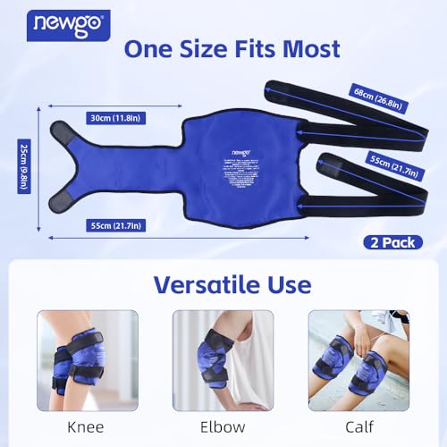 NEWGO Ice Pack for Knees Injuries Reusable, 360° Full Wrap, 2 Pack, Blue - color: Regular Blue 2-pack