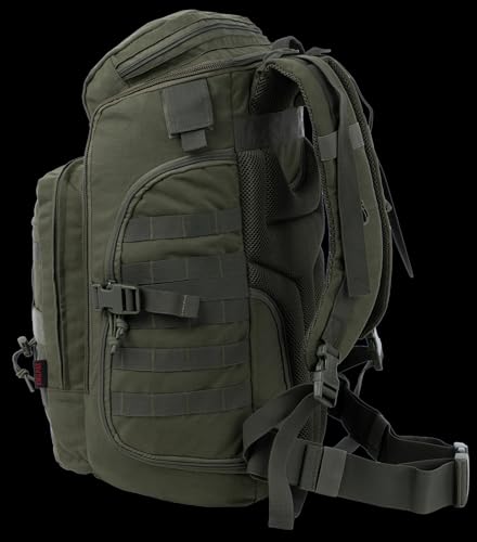 35L Tactical Backpack Military Rucksack MOLLE Quick-Access Flap EDC Pack for Hiking Camping Travel Work Bugout Emergency - color: Olive Green