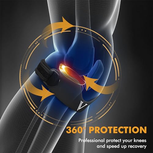 JHVW Patellar Tendon Support Strap 2-Pack, Knee Brace for Women Men, Adjustable Knee Patella Band Strap for Tendonitis, Running, Squats (Black) - color: Black