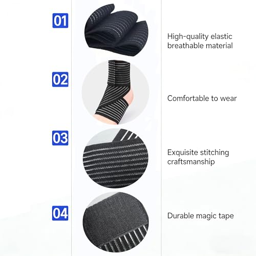 Adjustable Ankle Support Brace with Hook and Loop Closure – Breathable Anti-Slip Sports Wrap for Men Women, Sprain Recovery for Sports (1 Pair)