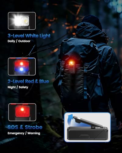 KINGTOP Clip On Flashlight, 90 Degree Rotating Running Lights for Runners - color: Black