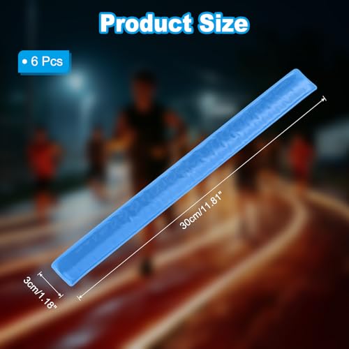 PATIKIL Reflective Slap Bands, Reflector Band Snap Bracelet Armbands High Visibility Safety Reflectors Wrist Strap Strips for Night Jogging Cycling Running - color: Light Blue