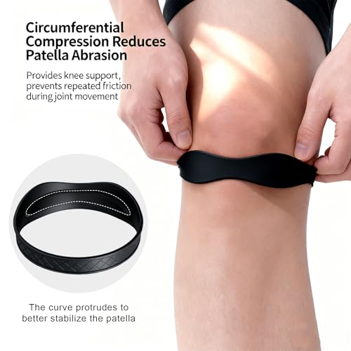 2PCS Patellar Tendon Support Strap - Targeted Knee Pain Relief, 15g Lightweight Design for Basketball, Running, Tennis, Soccer & Hiking, Unisex Silicone Knee Support Bands (Black) - color: Black