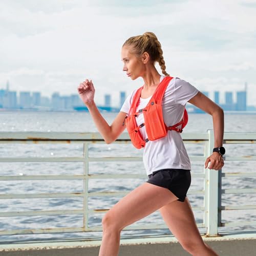 N NEVO RHINO Running Vest with 350ML TPU Soft Flask,Adjustable Chest Straps - color: Orange
