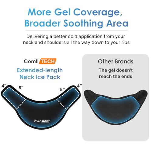 ComfiTECH Extended Neck Ice Pack Wrap Gel Coverage for Shoulder, M, 2 Pack - size: Medium