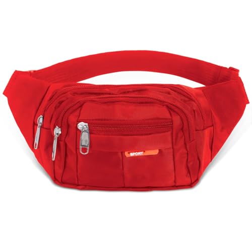 Waist Pack Sports Fitness Travel Men Women (Red) - color: Red