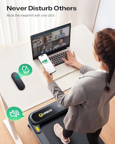 Smart Treadmill with 9% Auto Incline, Hiking and Running Walking Pad Treadmills for Home Office, Treadmill with UREVO APP, AI Powered Music Course, HIIT Programs Synced to Scenic Route, One-Click Mute