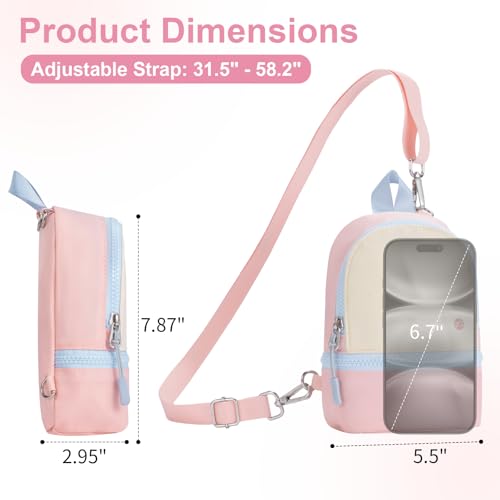 Babysun Mini Backpack Keychain Wristlet Pouch Small Change Coin Purse Cute Zipper Wallet With 3 RFID Card Slots For Women/Men Airpods Cosmetics - color: Pink Blue-L