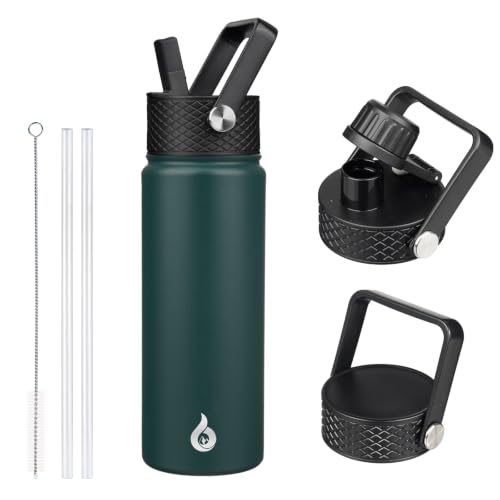 BJPKPK 22oz Insulated Water Bottle with Straw Lid, Stainless Steel Bottle - color: Army Green, size: 22 Ounces