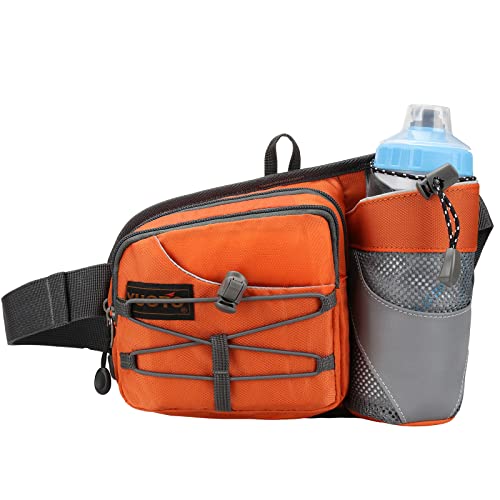 Waist Pack with Water Bottle Holder for Running Walking Hiking Fanny Pack - color: Orange