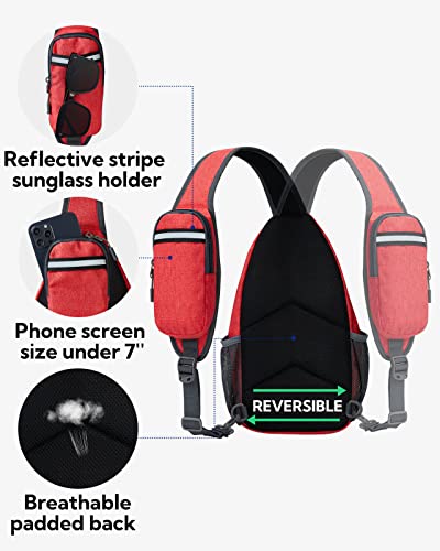 WATERFLY Crossbody Sling Backpack Sling Bag Travel Hiking Daypack - color: Red