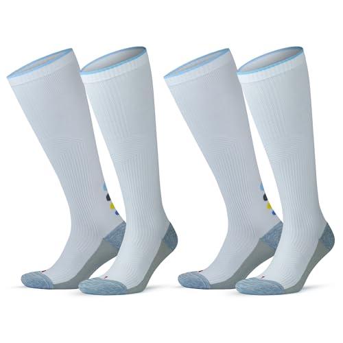 GoWith 20-30 mmHg Unisex Knee High Compression Rayon Bamboo Socks, 2 Pairs - color: White - 2 Pairs, size: Medium