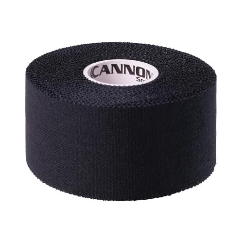 Cannon Sports Premium Athletic Tape - 1.5” x 45 Feet Per Roll - Easy Tear, No Sticky Residue, Very Strong, Hypoallergenic and Latex Free- Ideal for Sprains, Strains, First Aid – 1 Roll (Black) - color: Black