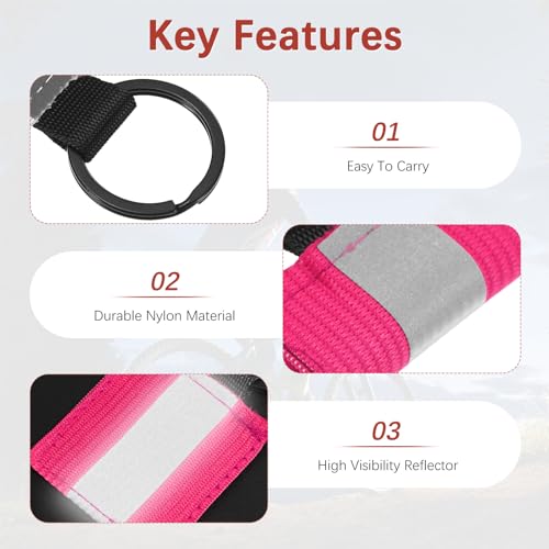Safety Reflector Pendants, Fabric Reflective Safety Keychain Gear for Backpack & Running & Cycling - color: Pink