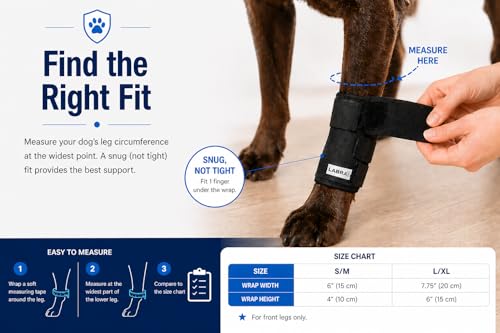 Labra Dog Front Leg Brace - Compression Wrap with Adjustable Straps - Dog Wrist Brace for Support - Leg Sleeve to Stop Licking - Aid in Wound Care and Recovery - Large/Extra Large - size: Large/Extra Large