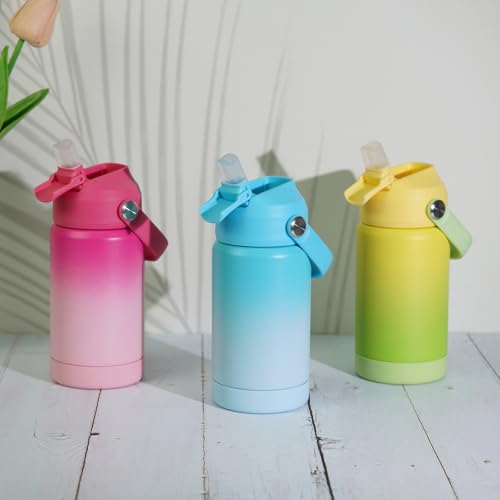 BJPKPK 12oz Insulated Water Bottle, Stainless Steel Bottle with Straw Lid - color: Sea Salt, size: 12 Ounces