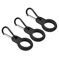 Silicone Water Bottle Clip with Buckle, 3 Pack Drink Holder Hook Keychain Clip Ring for Outdoor Activities Daily Use, Black