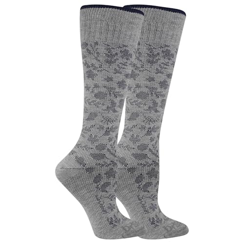 Dr. Scholl's Women's Graduated Compression Knee High Socks - color: Floral Gray/Blue (2 Pairs), size: 4-10