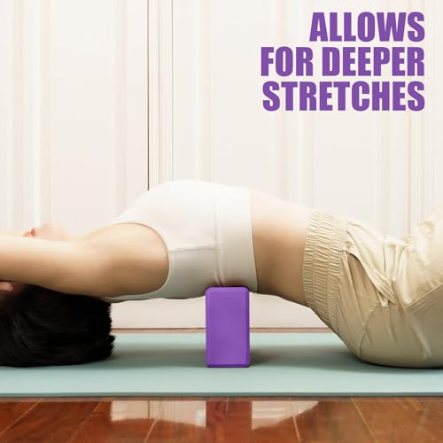Septo 2 Pcs Yoga Blocks, 9x6x3 Inch Foam Blocks for Pilates - color: Purple