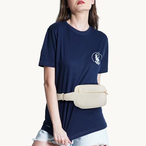 Fashion Fanny Bag-Waist Pack With Adjustable Belt Bag-Unisex Crossbody Pack For Travel Running Hiking-Beige - color: 3-Zipper Beige