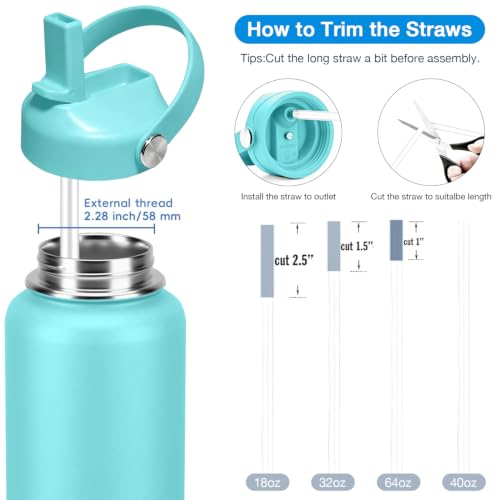 Straw lid for Hydroflask Wide Mouth Water bottle,Flex Straw Lid compatible with Hydro Flask 12 16 18 20 32 40 64 oz,Sports Straw Cap Flip Top Lid Water Bottle Lid Accessories… - color: Blue 2