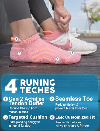 Juclise Women's No Show Compression Running Socks, 3 Pairs - color: Bright Lilac+aqua+dusty Pink, size: Small