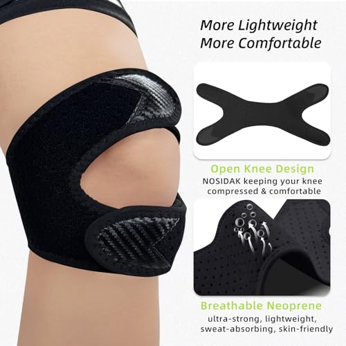 Patellar Tendon Support Strap, Patella Knee Brace for Men Women - style: Black-1Pair