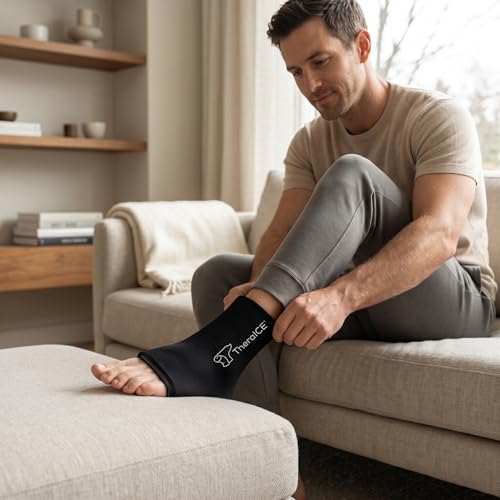 TheraICE Ankle Ice Pack Wrap, Achilles Tendonitis Brace, Plantar Fasciitis - size: Large, style: Original (Pack of 2)