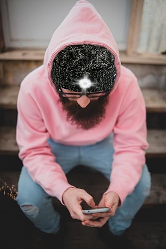 ATNKE LED Lighted Bluetooth Beanie Hat,USB Rechargeable 4 LED Wireless Music Running Headlamp Cap Gift for Men and Women - color: #Blended Black Goldwire