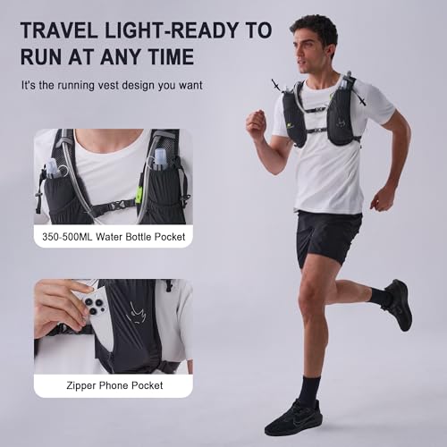 N NEVO RHINO 5.5L Running Vest, Hydration Vest with 1.5L Water Bladder - color: black