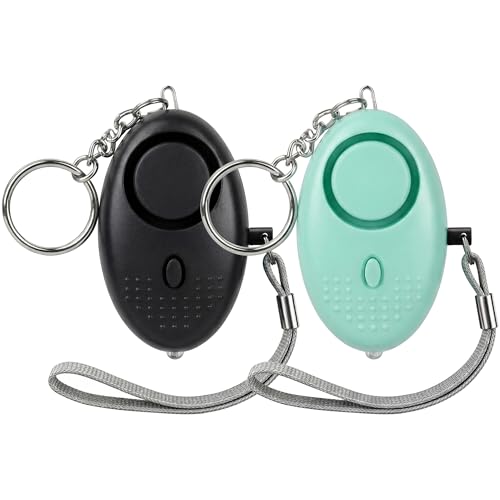 2-Pack Personal Safety Alarm Keychain (Black+Green) - color: Black+Green