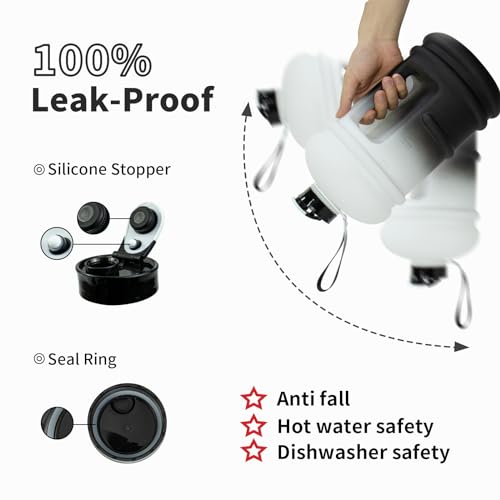 TOOFEEL Gallon Water Bottle - 128 oz with Flip Lid & Handle - BPA Free with Measurements - Black & White Gradient - color: Black and White, style: 128 oz water bottle