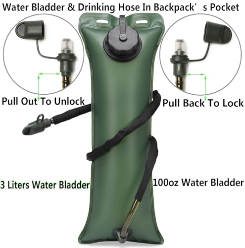 Tactical Water Hydration Pack Military 3L Water Bladder Carrier Backpack Leakproof for Running Jogging Cycling Hiking - color: Tan Khaki & Black