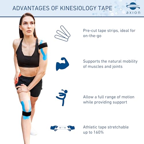 axion Kinesiology Tapes PRECUT Black Beige | 50 Pre-Cut Sport Tape Strips 10x2 in | Waterproof • Skin-Friendly • Elastic | Kinesiology Tapes Ideal for Sports - color: 05) 50 Strips Black/Beige