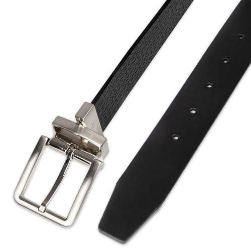 Calvin Klein Men’s Reversible Leather Belt - 2‑in‑1 Versatile Modern Style - color: Dark Black/Dark Black, size: Small (30-32)