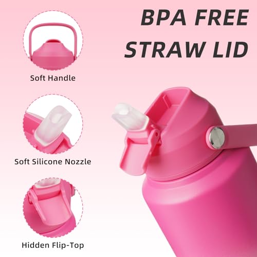 BJPKPK 40oz Insulated Water Bottle, Stainless Steel Bottle with Straw Lid - color: Cherry, size: 40 Ounces