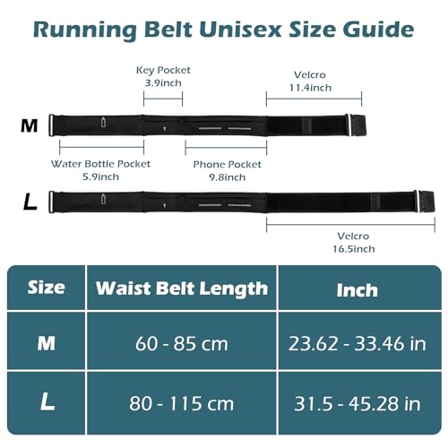 Slim Running Belt for Men and Women, Running Waist Pack - color: Black-large