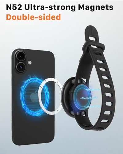 Magnetic Phone Mount for Stroller, Gym & Water Bottle - MagSafe Compatible Holder with Silicone Strap for Treadmill, Golf Cart, Peloton - Fits iPhone & All Phones